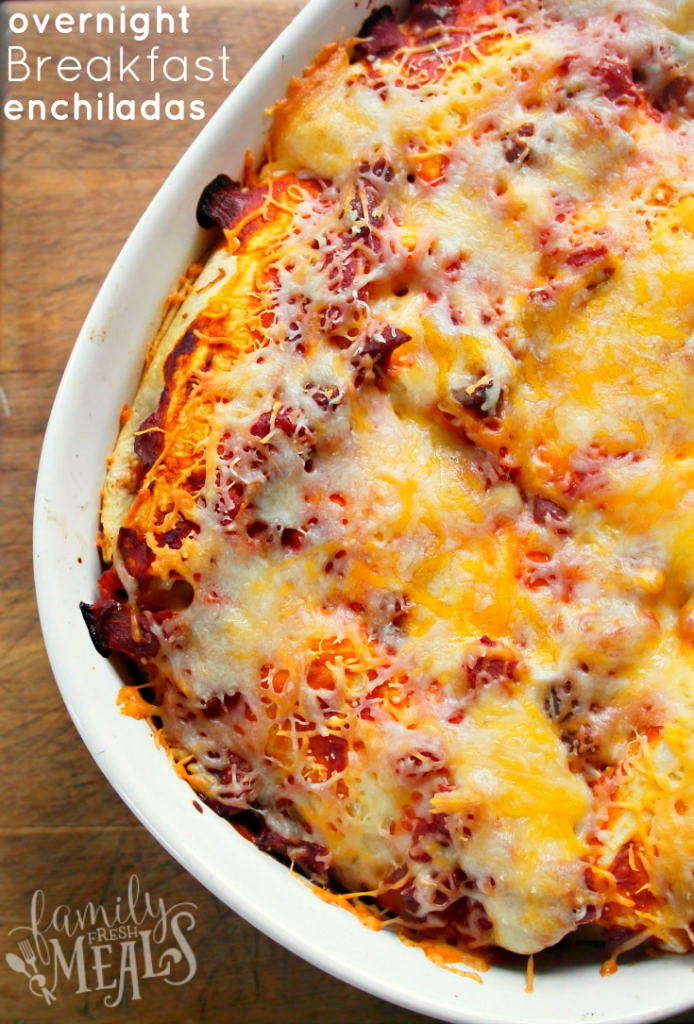 Breakfast Enchilada Overnight Bake - FamilyFreshMeals.com -