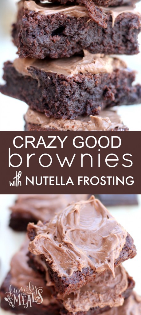 If you love Nutella, you are gonna go gaga for these Homemade Chocolate Fudge Brownies with Nutella Frosting recipe. This will be your new favorite brownie! via @familyfresh