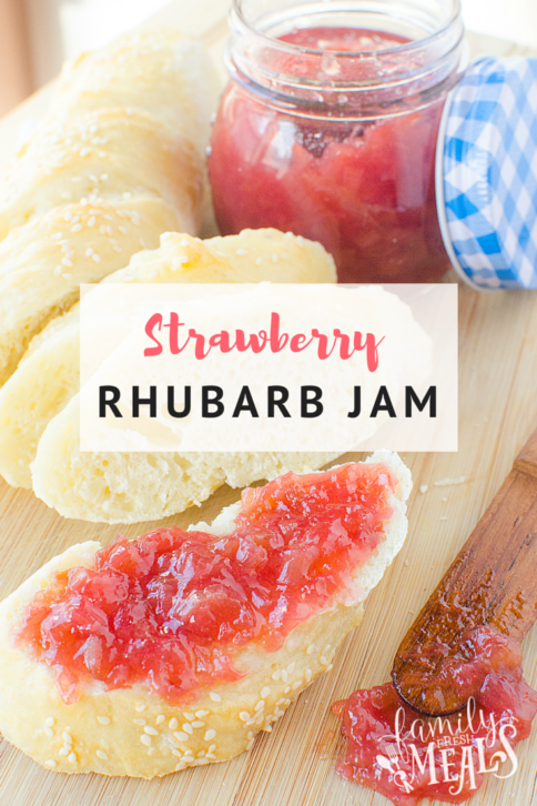 Easy Strawberry Rhubarb Jam - FamilyFreshMeals.com -