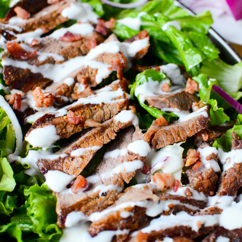 Mustard Glazed Grilled Steak and Salad - FamilyFreshMeals.com