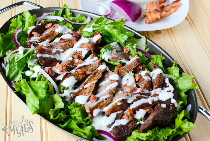 Mustard Glazed Grilled Steak and Salad - Yummy Dinner Idea! FamilyFreshMeals.com