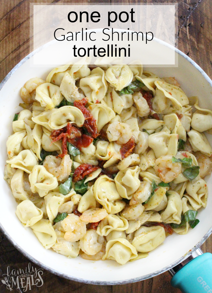 One Pot Garlic Shrimp Tortellini - YUM! - FamilyFreshMeals.com