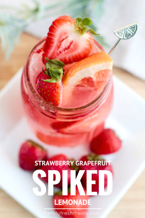 Strawberry Grapefruit Spiked Lemonade - FamilyFreshMeals.com - Refreshing Drink for summer!