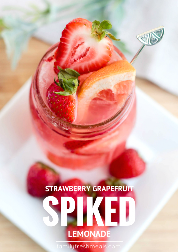 Strawberry Grapefruit Spiked Lemonade - FamilyFreshMeals.com - Refreshing Drink for summer!