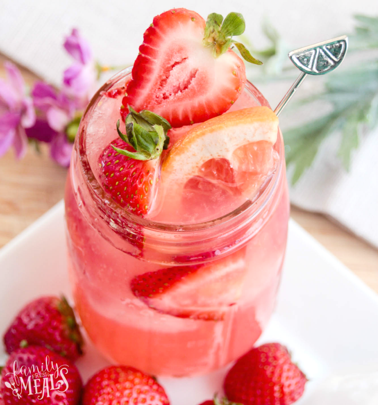 Strawberry Grapefruit Spiked Lemonade - FamilyFreshMeals.com - Refreshing Drink
