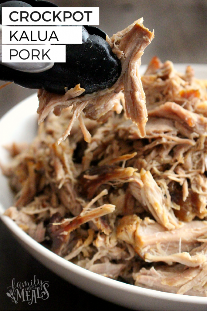 3 Ingredient Crockpot Kalua Pork - FamilyFreshMeals.com- Quick easy meal!