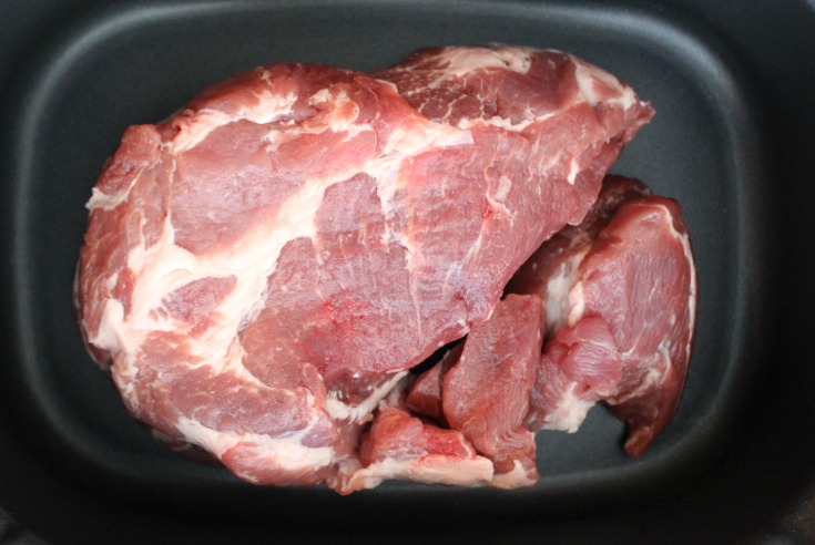 3 Ingredient Crockpot Kalua Pork - pork in slow cooker