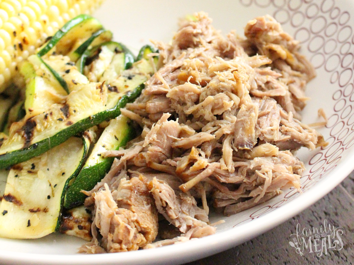 Easy Family Meal! Crockpot Kalua Pork served in a white bowl- Freestyle Weight Watchers Crockpot Recipes