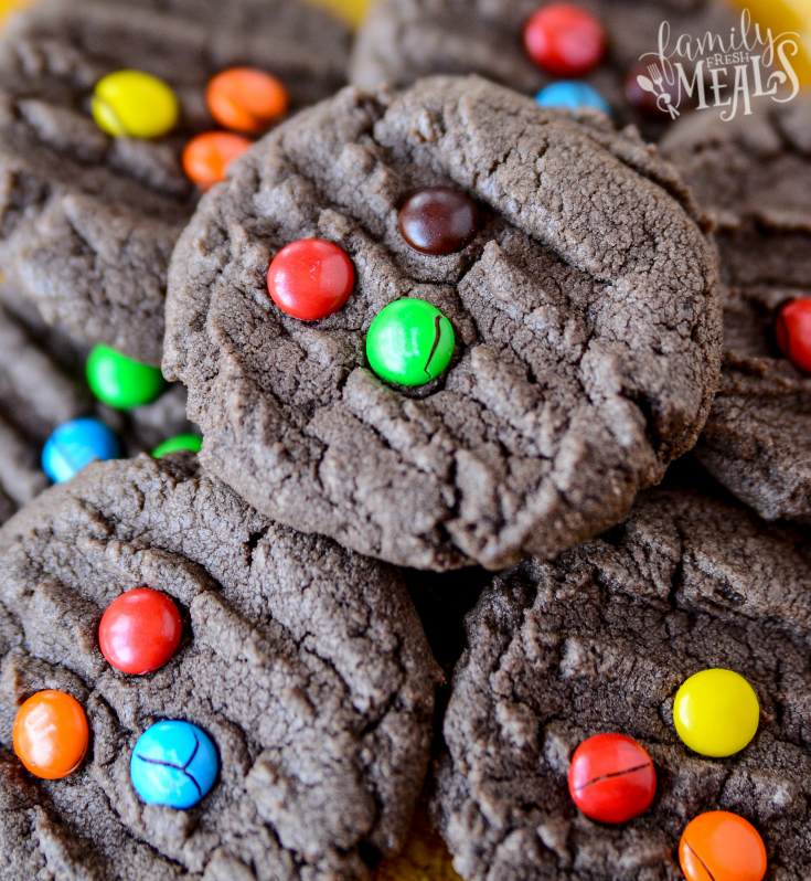M&M Chocolate Cake Mix Cookies - Easy and Yummy! - FamilyFreshMeals.com-