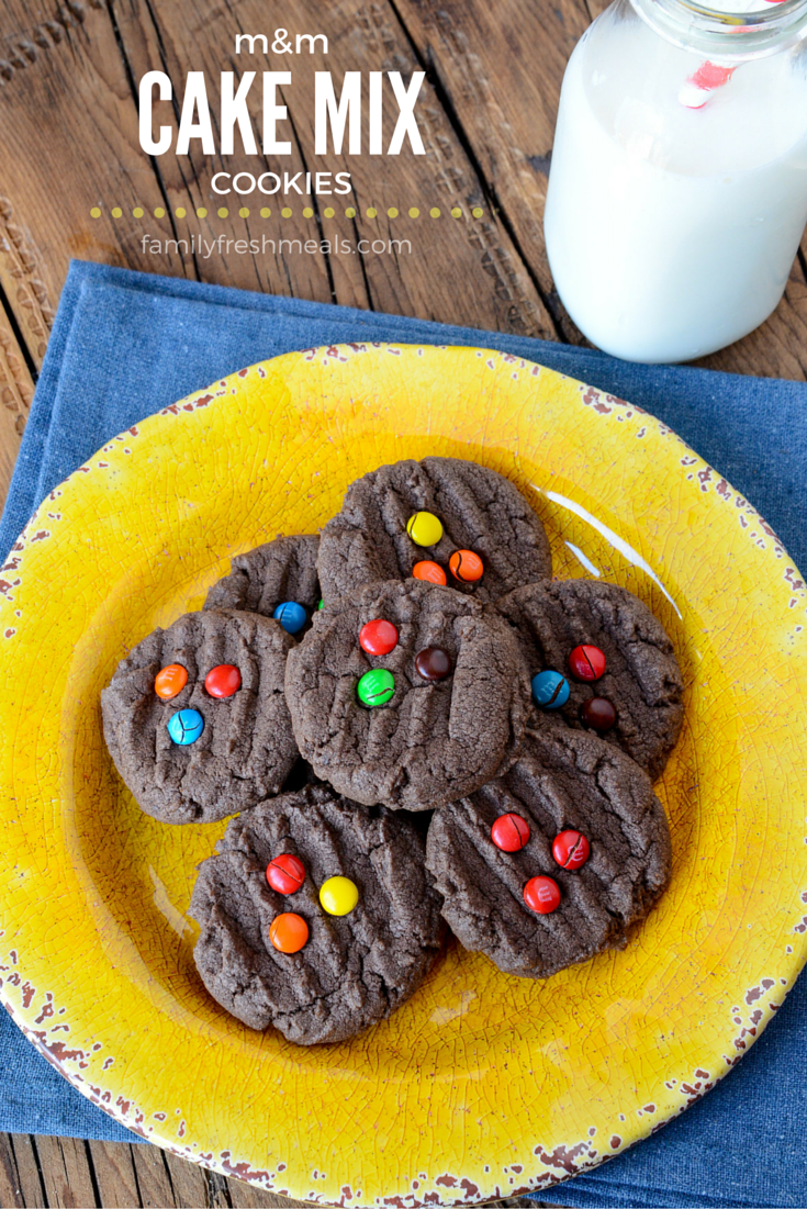 M&M Chocolate Cake Mix Cookies