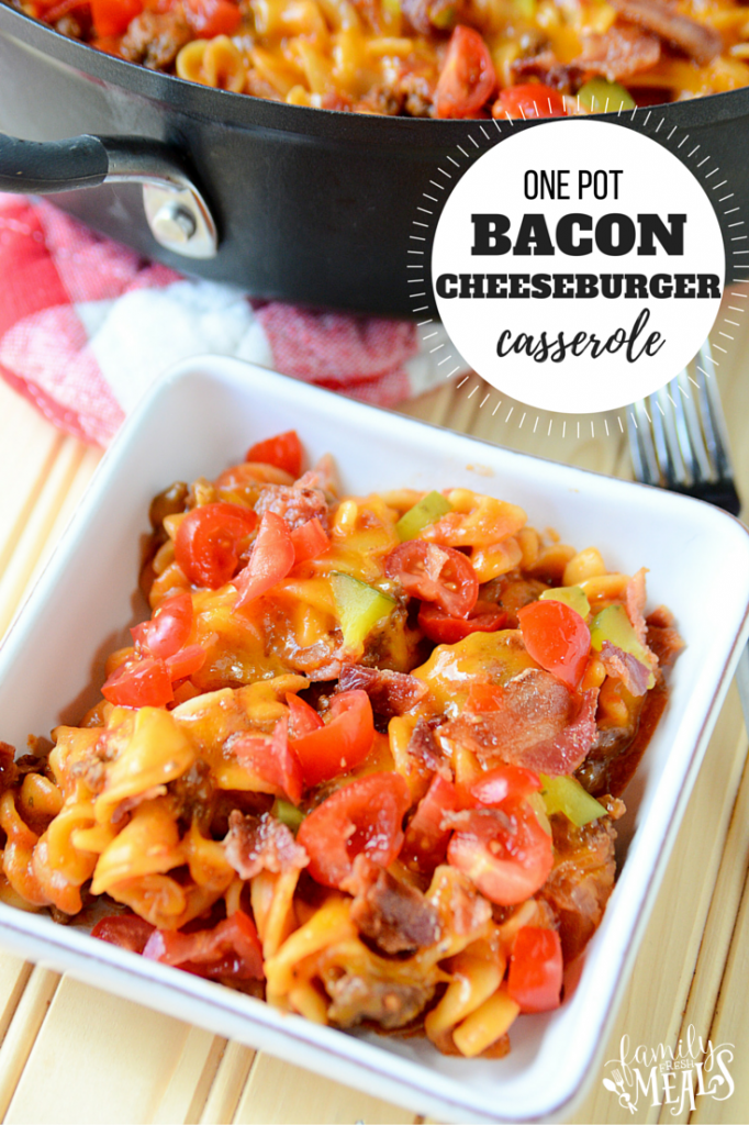 One Pot Bacon Cheeseburger Casserole - FamilyFreshMeals.com - Family Favorite recipe!