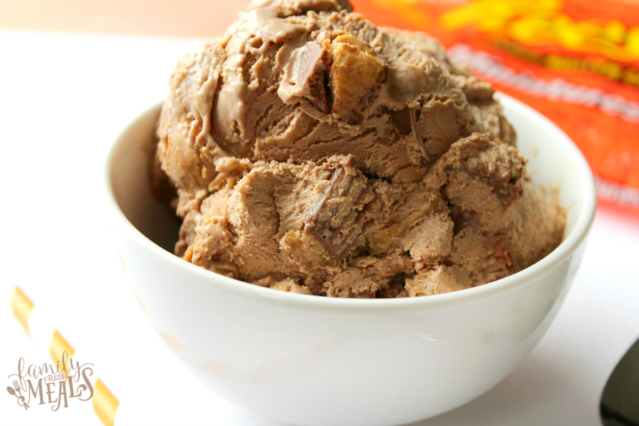 Easy No Churn Peanut Butter Cup Ice Cream - FamilyFreshMeals.com - Easy Icecream Recipe