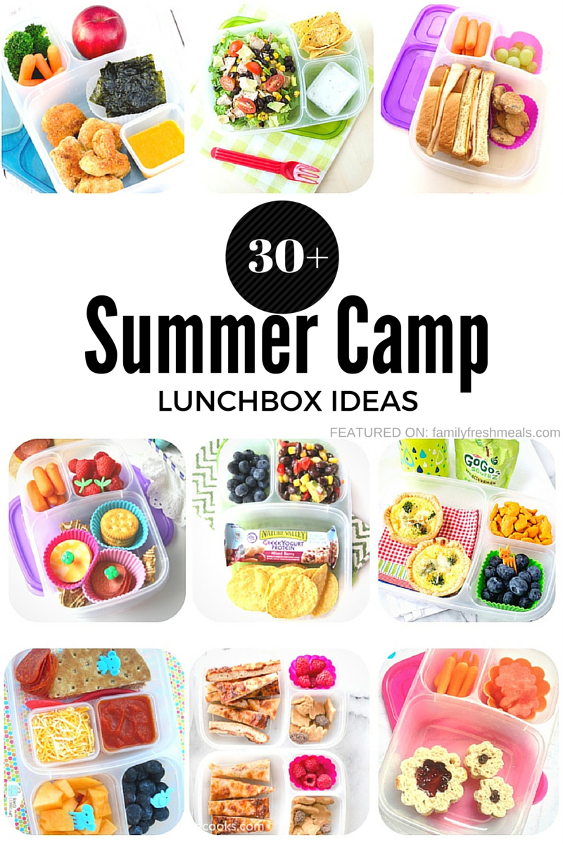 Tons of Summer Camp Lunchbox Ideas! #familyfreshmeals #lunchbox #summercamp #camplunches #lunchideas #camp #healthylunches #healthy #summerlunch #summerlunchbox via @familyfresh