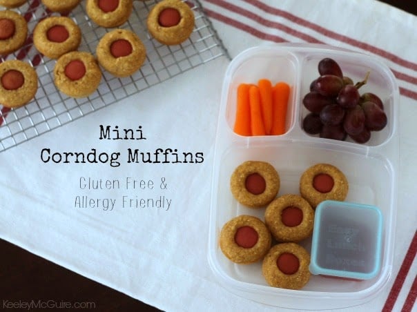 gluten egg dairy nut allergy free mini corn dog muffins school lunch easy quick simple make ahead freezer friendly