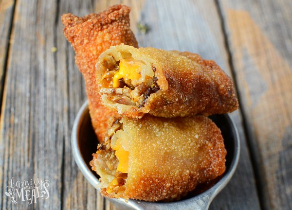 Cheesy Beef Egg Rolls - FamilyFreshMeals.com- Enjoy!