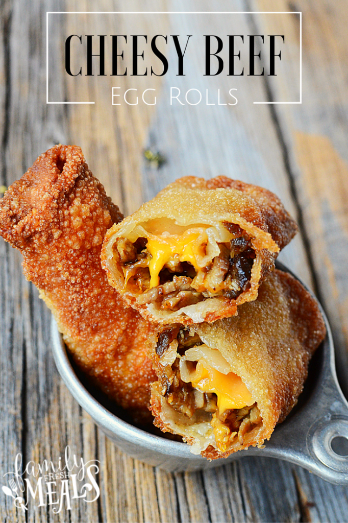 Cheesy Beef Egg Rolls - FamilyFreshMeals.com- YUM