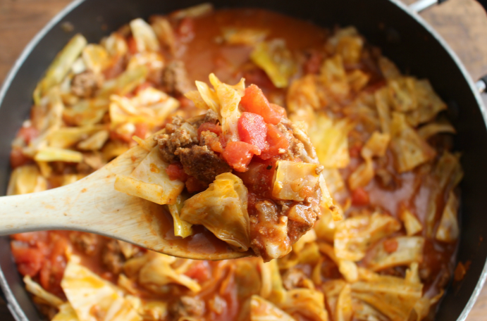 One Pot Unstuffed Cabbage Rolls -  Low carb beef and cabbage recipe