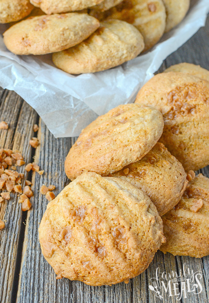 Toffee Butter Pecan Cake Mix Cookies - FamilyFreshMeals.com 