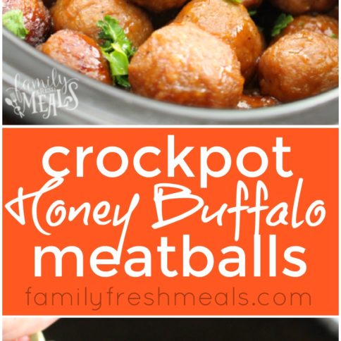 Honey Buffalo Crockpot Meatballs -Love this appetizer recipe- FamilyFreshMeals.com - Love this appetizers