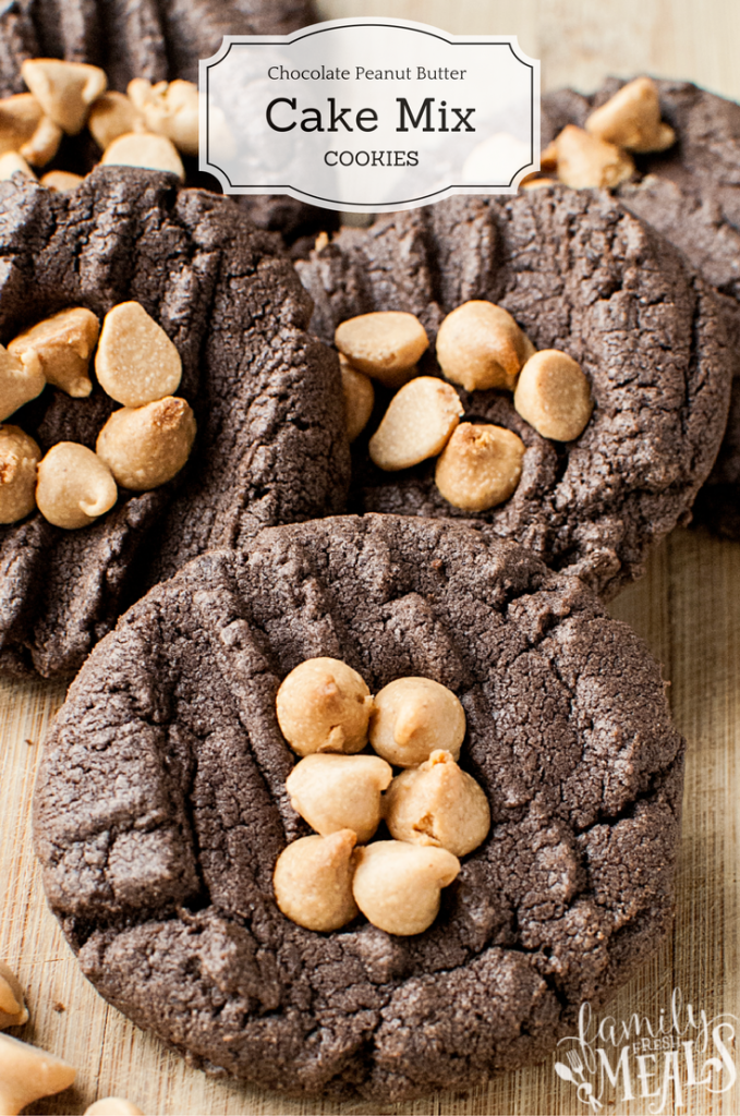 Chocolate Peanut Butter Cake Mix Cookies - familyfreshmeals.com 