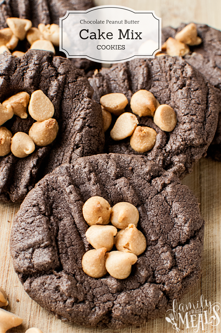 Chocolate Peanut Butter Cake Mix Cookies