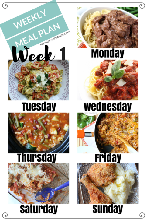 Easy Weekly Meal Plan - Week 1 - FamilyFreshMeals.com