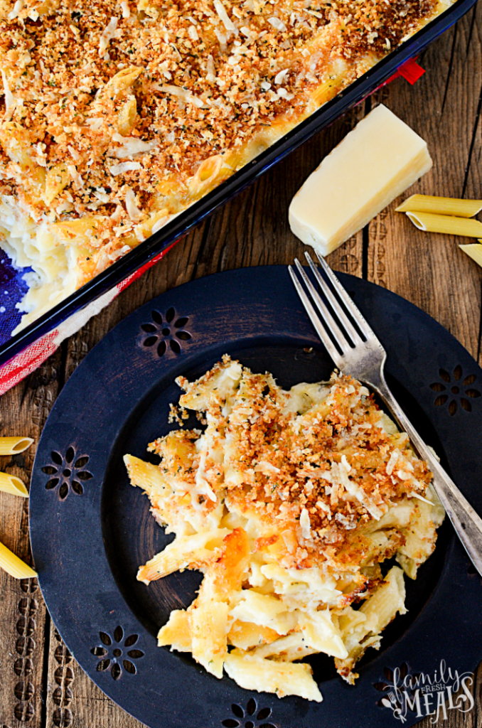 Four Cheese Baked Macaroni and Cheese - Familyfreshmeals.com