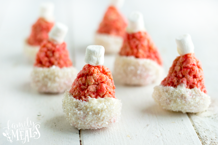 Santa Hat Rice Krispie Treats - FamilyFreshMeals.com