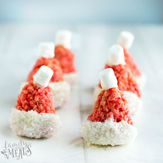 Santa Hat Rice Krispie Treats - FamilyFreshMeals.com