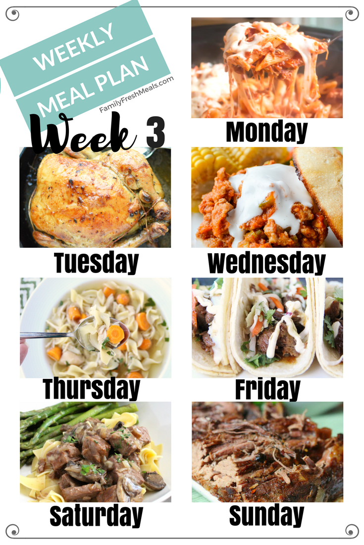 Easy Weekly Meal Plan Week 3