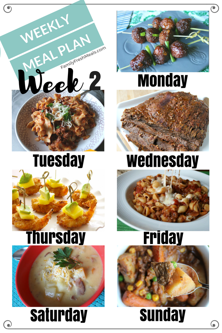 Easy Weekly Meal Plan Week 2