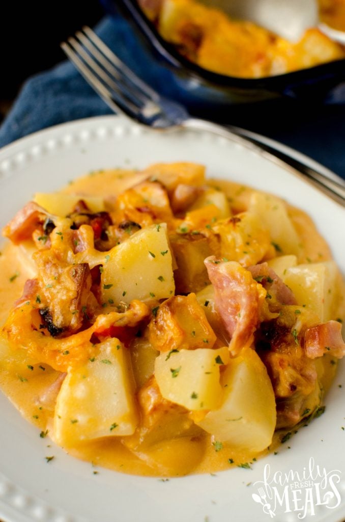 Cheesy Ham and Potato Casserole - FamilyFreshMeals.com - Easy casserole recipe my family loves