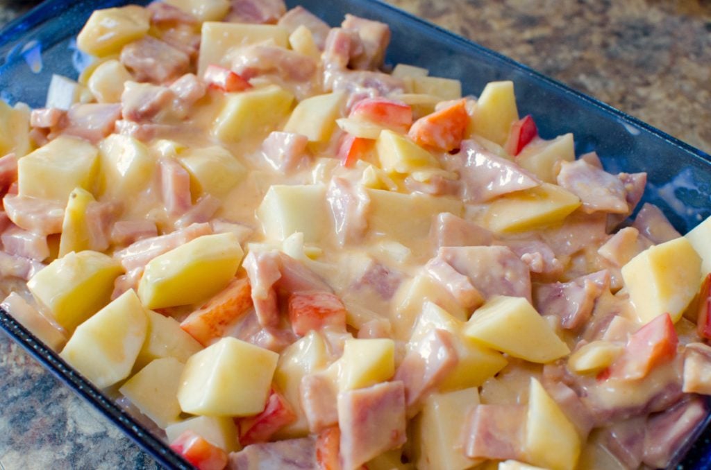 Cheesy Ham and Potato Casserole - Easy casserole recipe in a baking dish