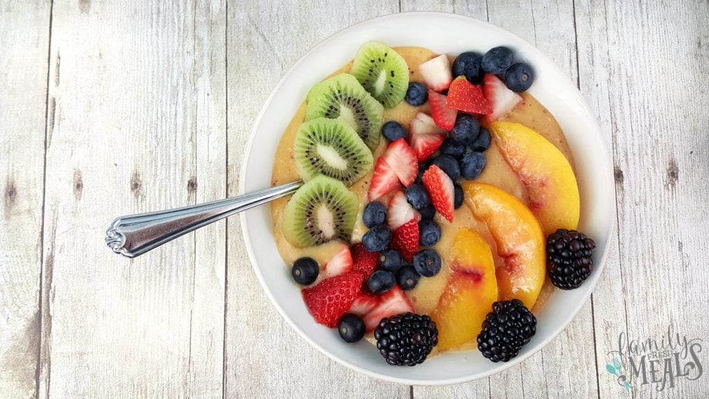 Peach Mango Smoothie Bowl - familyfreshmeals.com