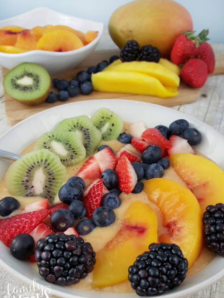 Peach Mango Smoothie Bowl - familyfreshmeals.com