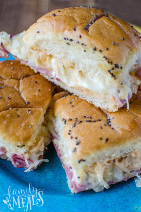 Reuben Sliders Recipe - FamilyFreshMeals.com