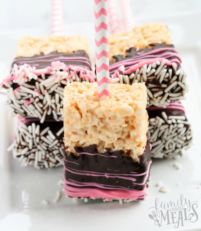 Chocolate Dipped Rice Krispie Treats - Family Fresh Meals