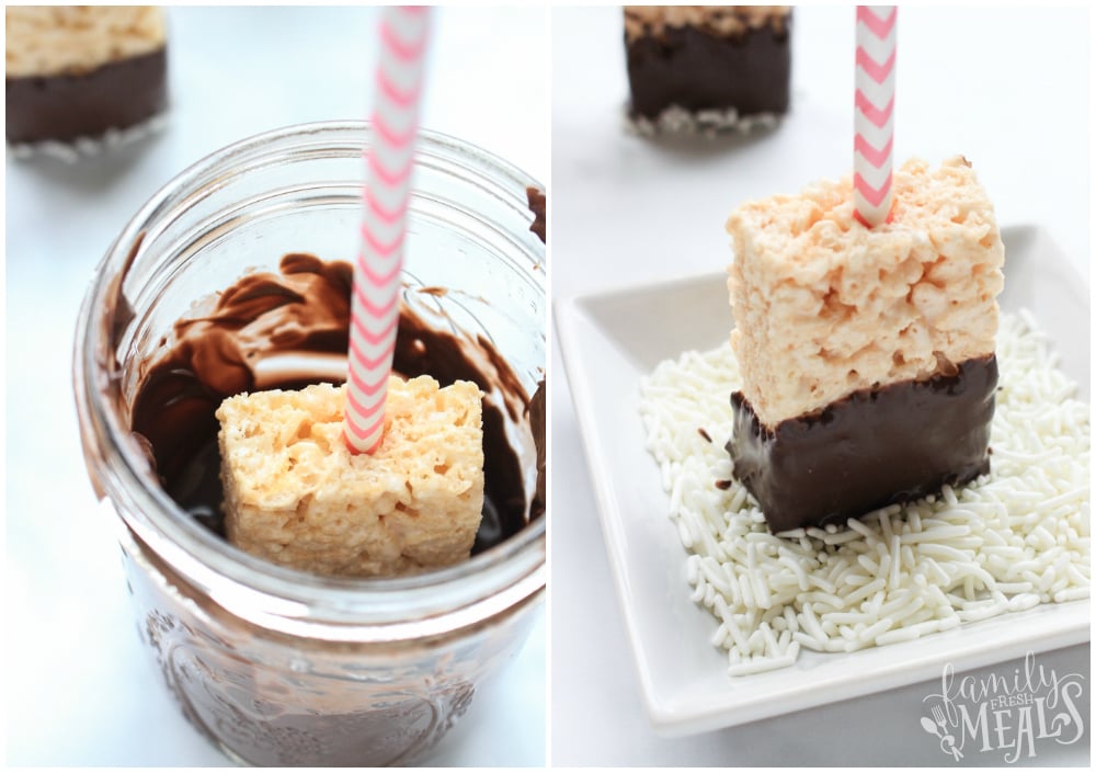 Chocolate Dipped Rice Krispie Treats - Family Fresh Meals