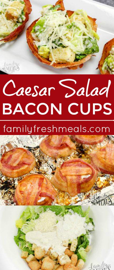 But what if salad could be a one-hand meal? Now it can…with bacon cups! These Caesar Salad Bacon Cups will be your new favorite! via @familyfresh