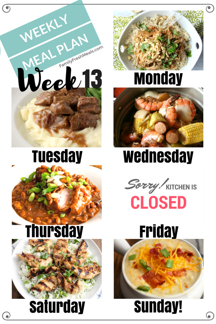 Easy Weekly Meal Plan Week 13 - Family Fresh Meals