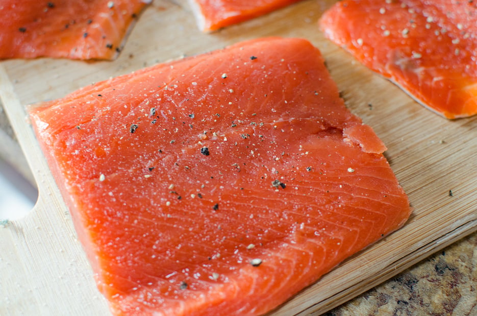 Salmon Sheet Pan Dinner - Fresh salmon on a cutting board