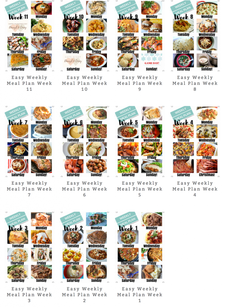 Easy Weekly Meal Plan Week 12