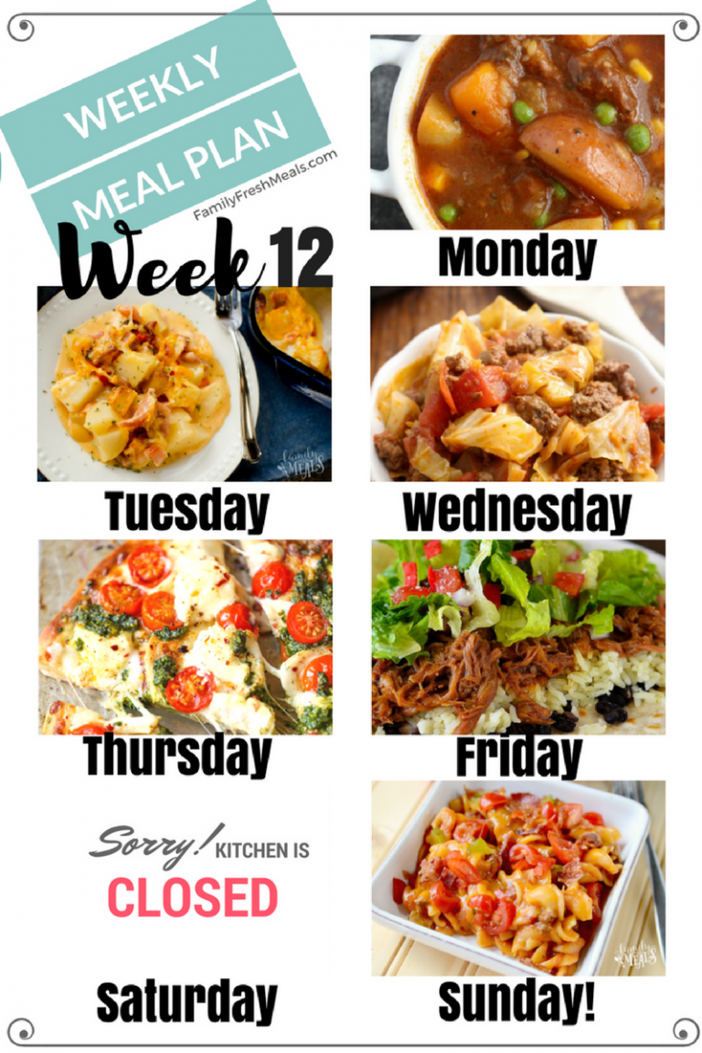 Easy Weekly Meal Plan Week 12