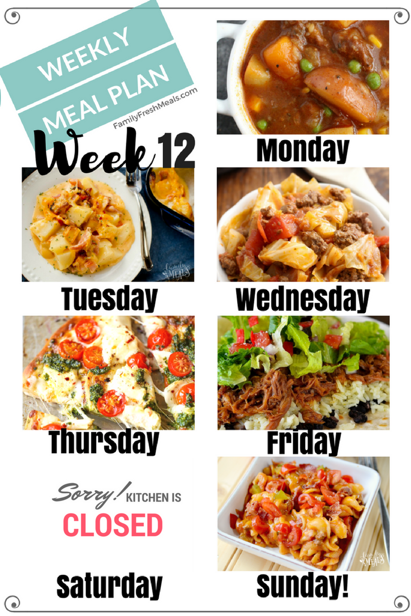 easy weekly meal plan week 12 family fresh meals meal planning for the week