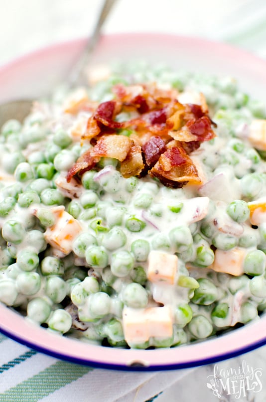 Creamy Bacon Pea Salad - The best Pea Salad Family Favorite Recipe