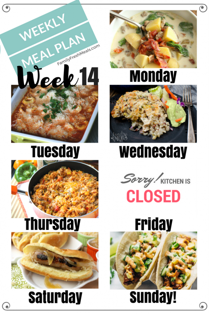 Easy Weekly Meal Plan Week 14