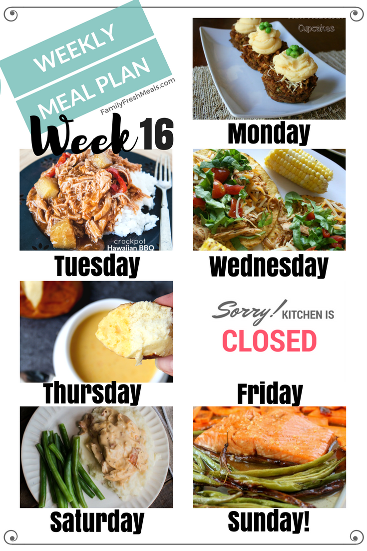 Easy Weekly Meal Plan Week 16