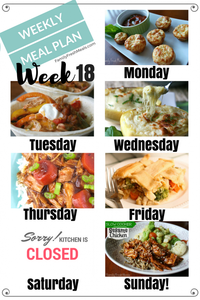 Easy Weekly Meal Plan Week 18