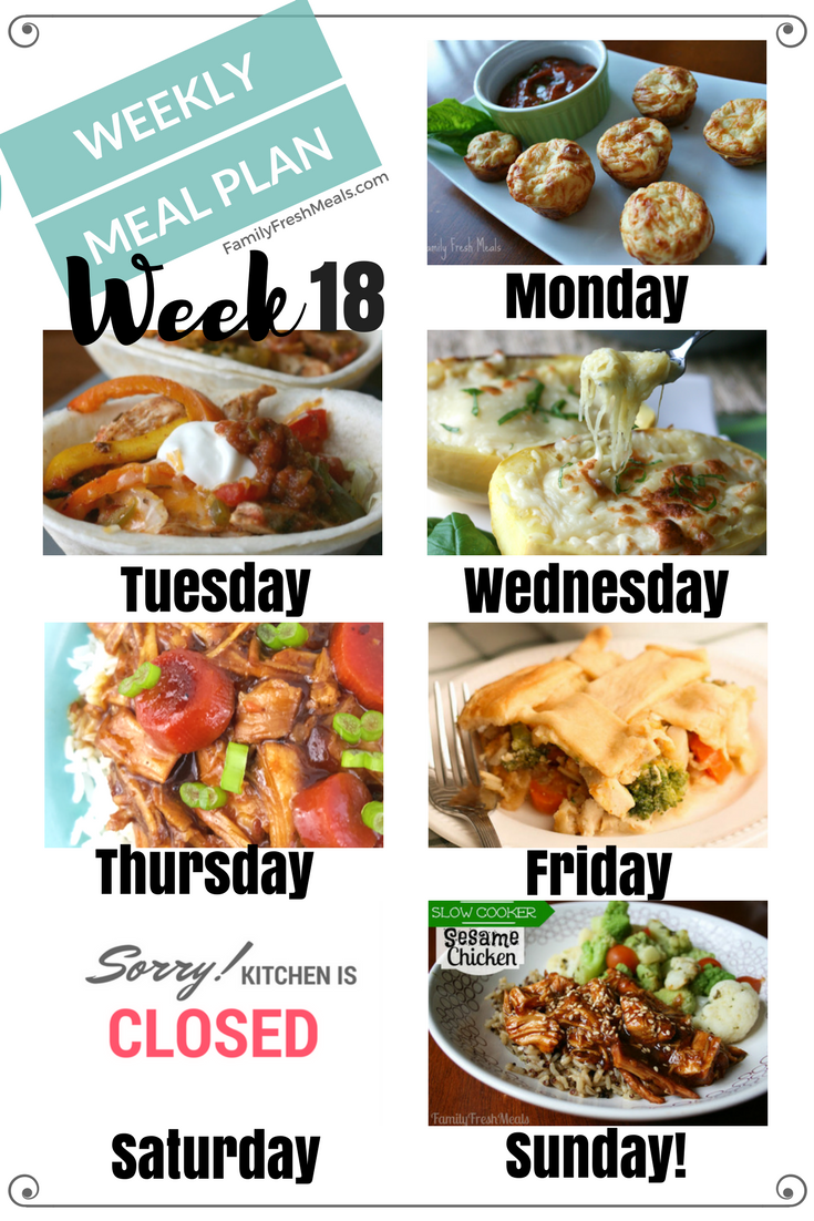 Easy Weekly Meal Plan Week 18