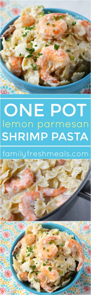 One Pot Lemon Parmesan Shrimp Pasta - Family Fresh Meals